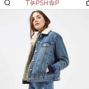 Denim Moto Sherpa Lined Jacket